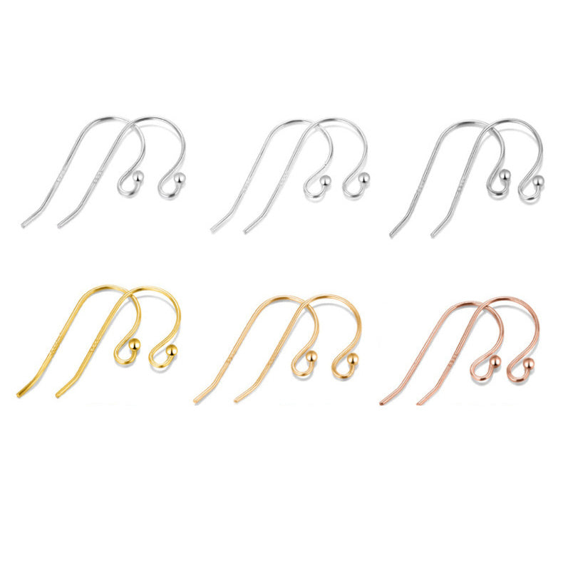0.6mm Sterling Silver Earring Hooks With Beads End ( pk of 10 pairs )