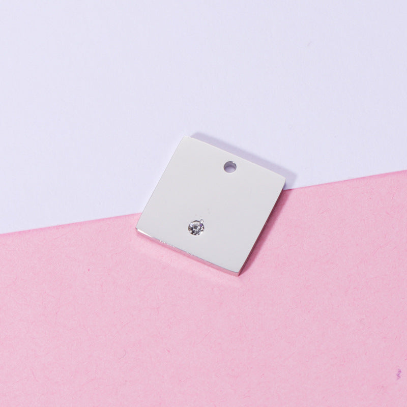 15mm Engravable Blank Stainless Steel Square Shape Tag Pendant