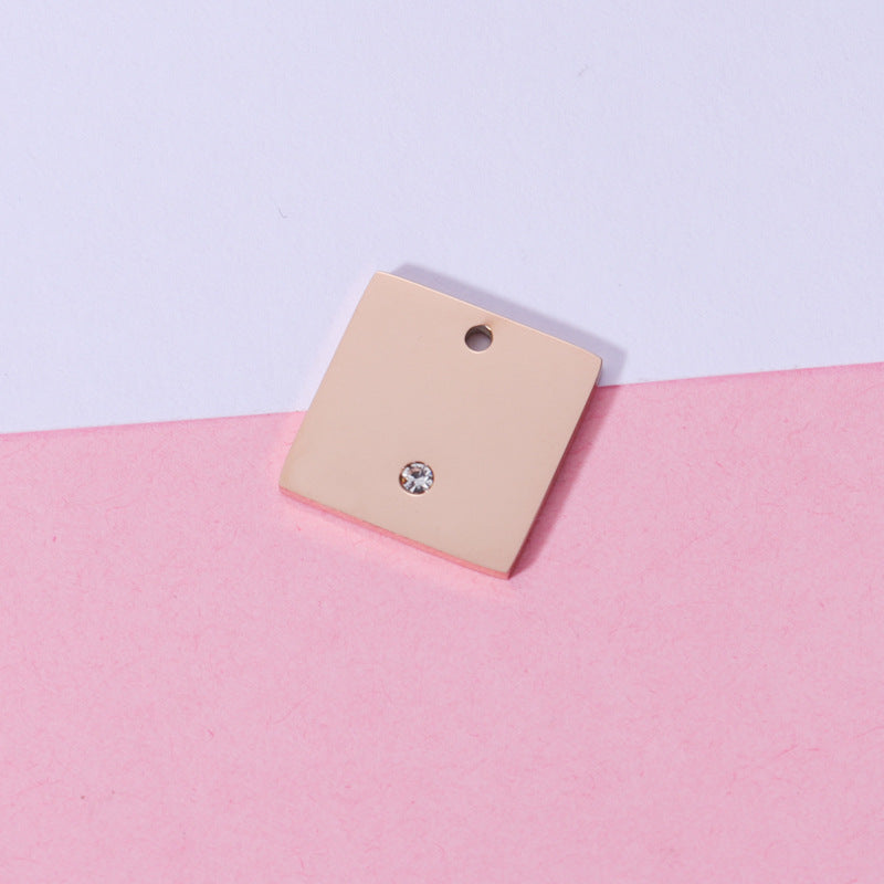 15mm Engravable Blank Stainless Steel Square Shape Tag Pendant