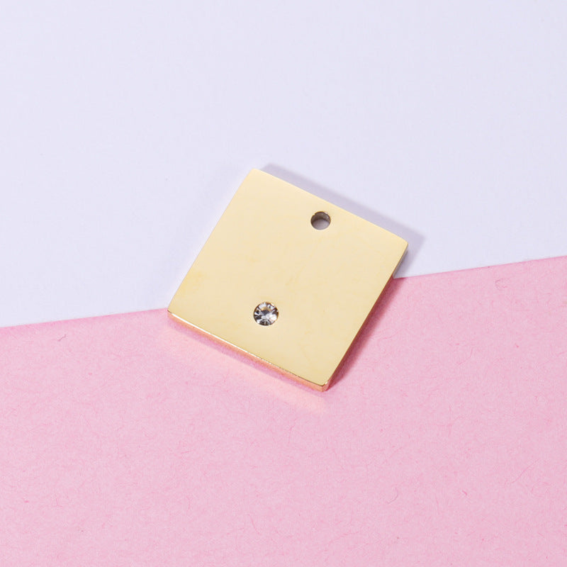 15mm Engravable Blank Stainless Steel Square Shape Tag Pendant