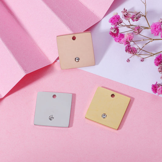 15mm Engravable Blank Stainless Steel Square Shape Tag Pendant