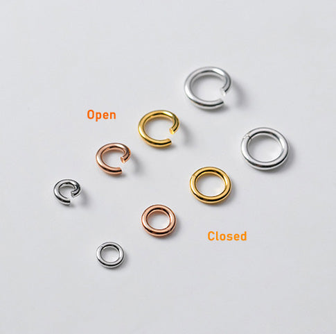 3-10mm Round Champagne Gold Filled Sterling Silver Open and Closed Jump Rings ( pk of 100)