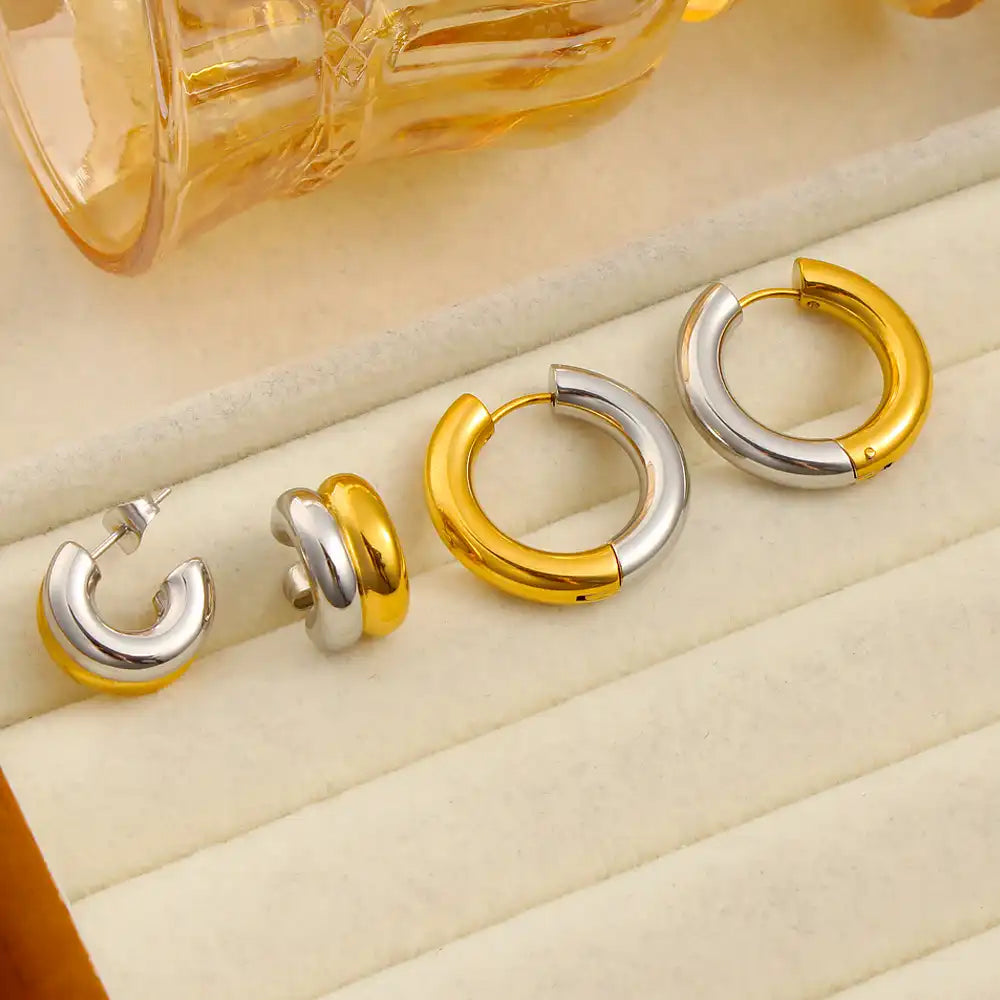 1 Pair 18K Gold PVD Minimalist French-style Stud Earring / 25104002
