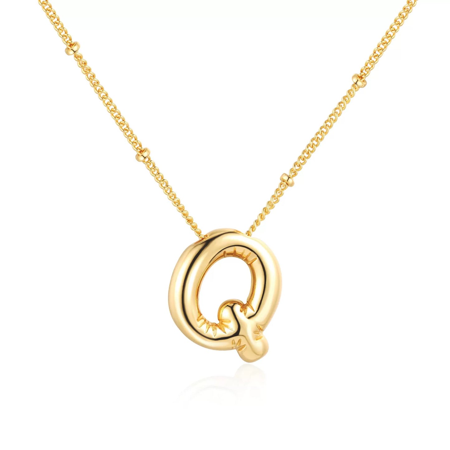 18K Gold PVD Stainless Steel Bubble Letter Initial Pendant Necklace / KN1022