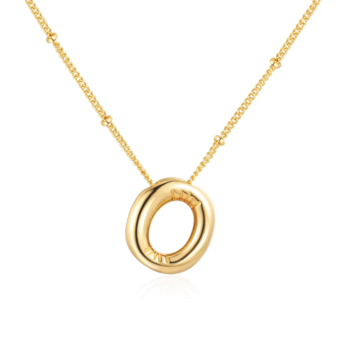 18K Gold PVD Stainless Steel Bubble Letter Initial Pendant Necklace / KN1022