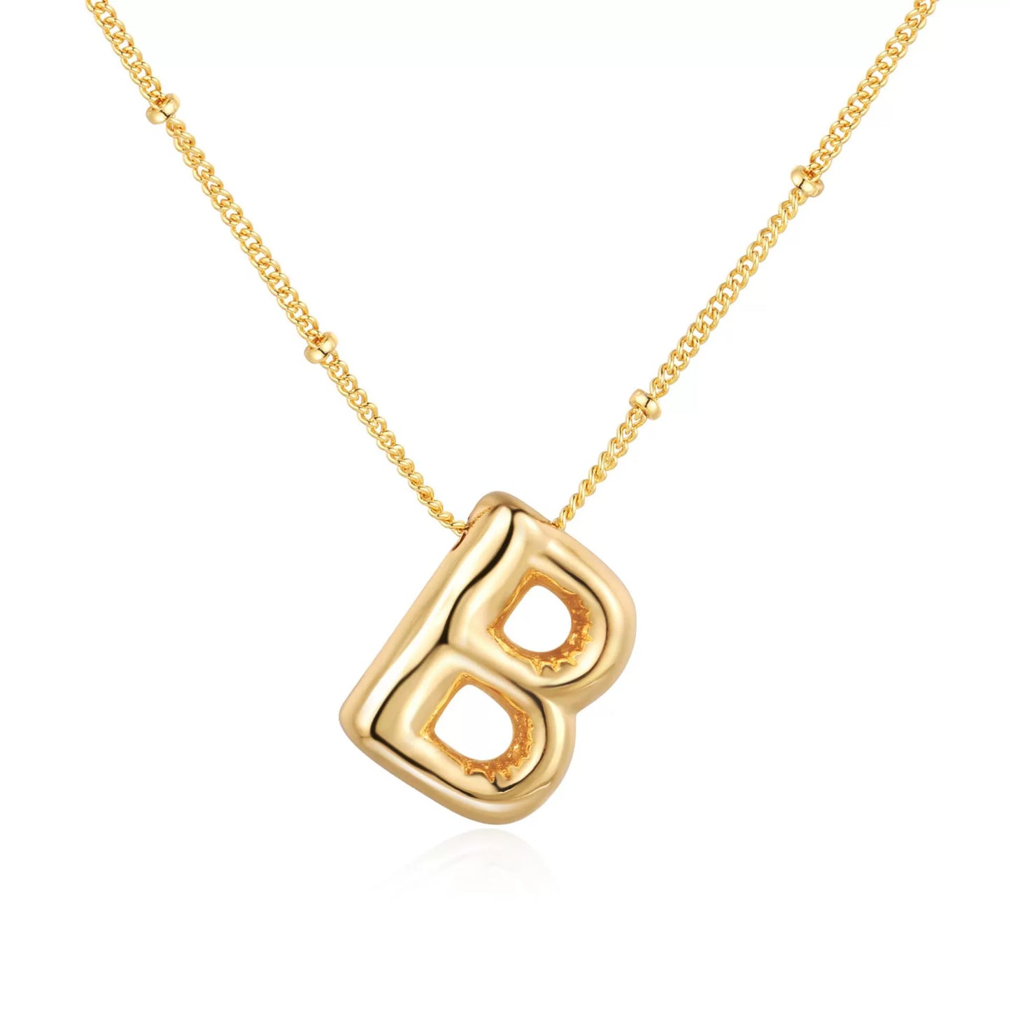 18K Gold PVD Stainless Steel Bubble Letter Initial Pendant Necklace / KN1022