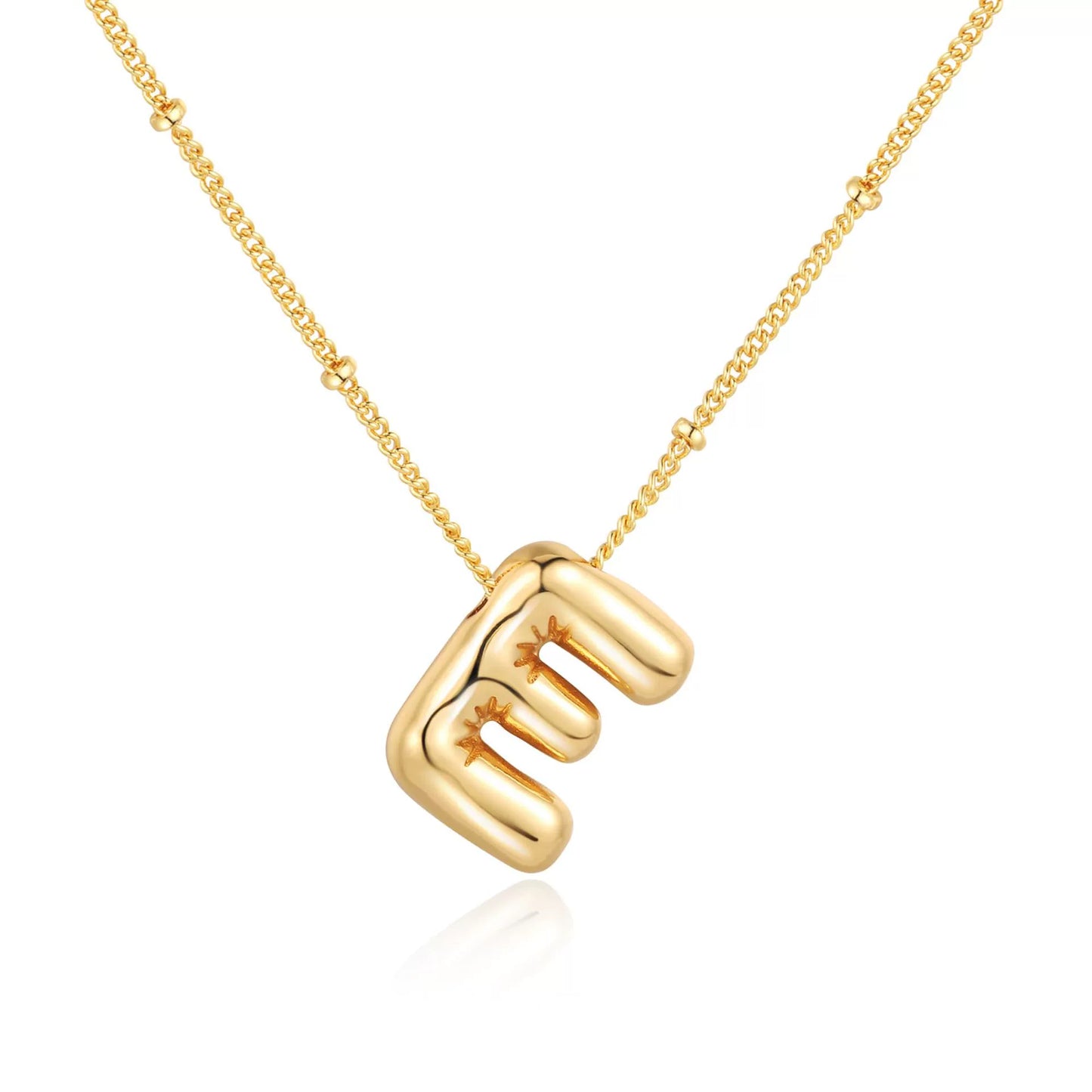 18K Gold PVD Stainless Steel Bubble Letter Initial Pendant Necklace / KN1022