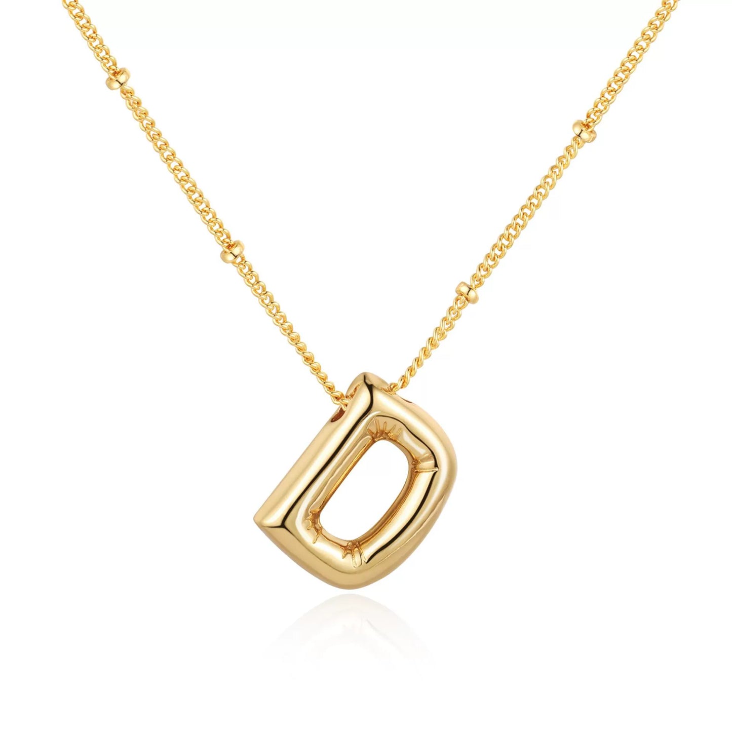 18K Gold PVD Stainless Steel Bubble Letter Initial Pendant Necklace / KN1022