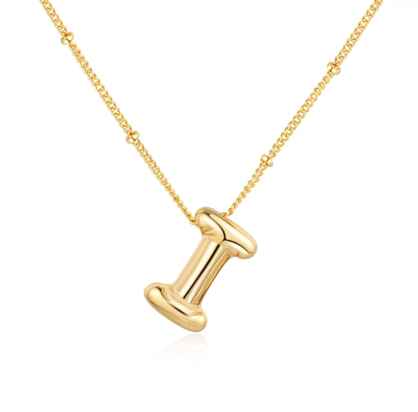 18K Gold PVD Stainless Steel Bubble Letter Initial Pendant Necklace / KN1022