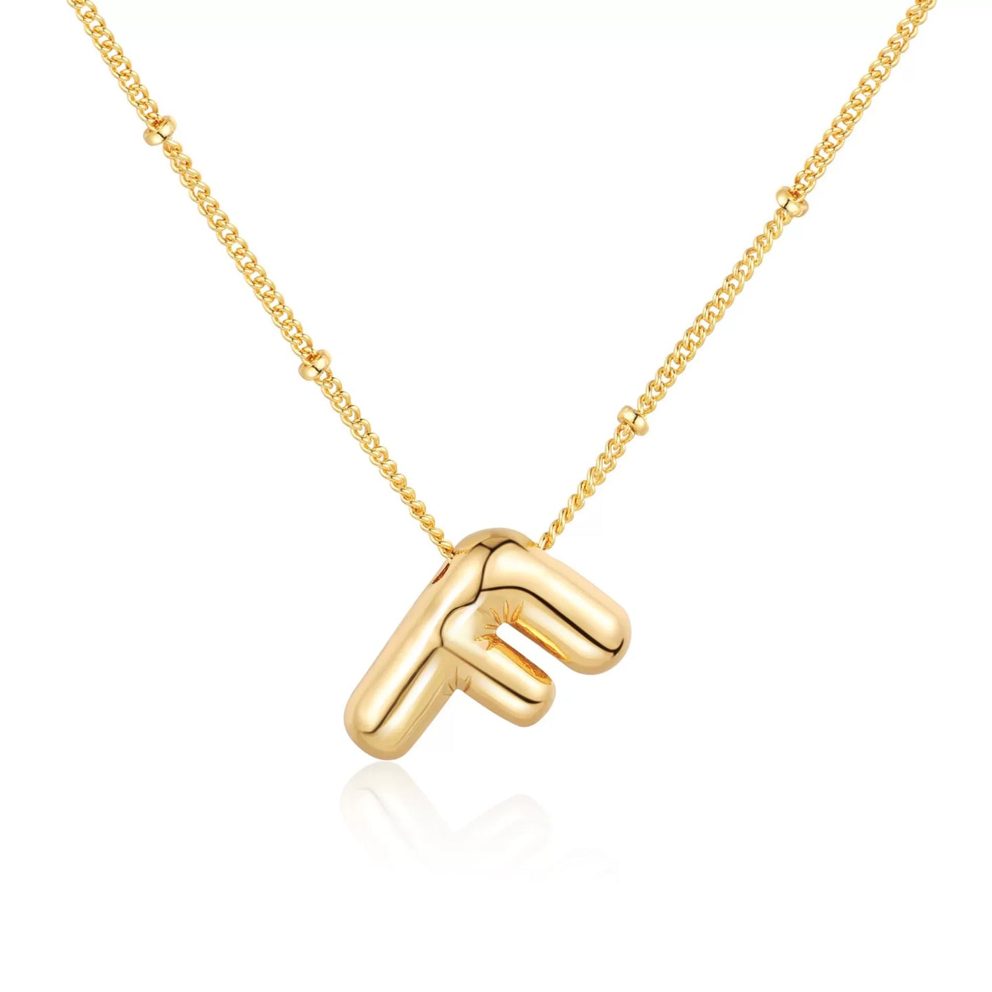 18K Gold PVD Stainless Steel Bubble Letter Initial Pendant Necklace / KN1022