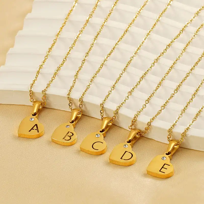 18K Gold PVD Stainless Steel Letter Initial Pendant Necklace / 25005006
