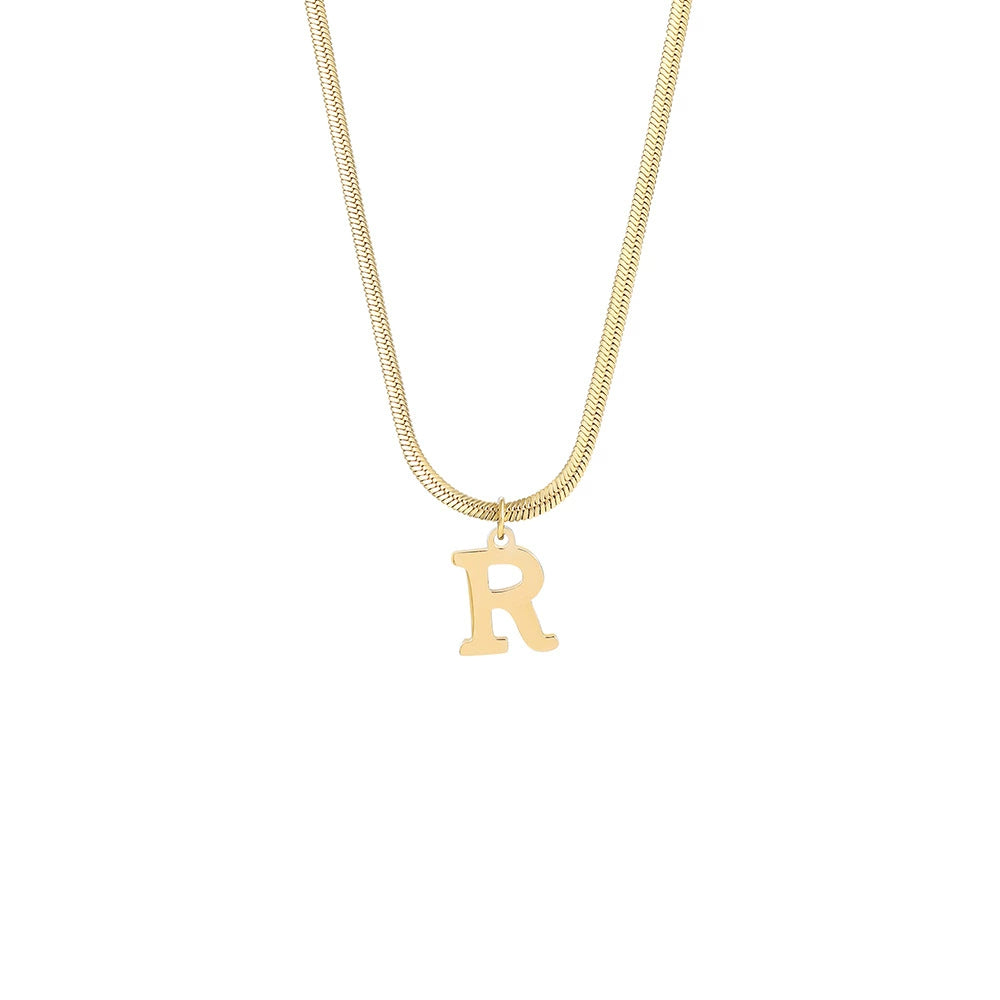 18K Gold PVD Stainless Steel Letter Initial Pendant Necklace / KN1026