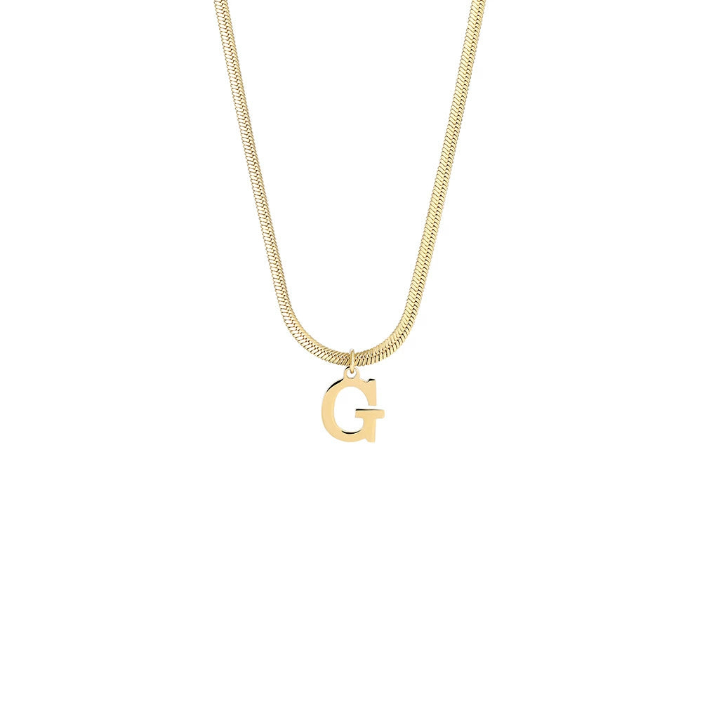18K Gold PVD Stainless Steel Letter Initial Pendant Necklace / KN1026