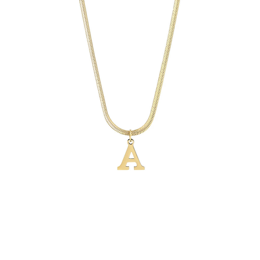 18K Gold PVD Stainless Steel Letter Initial Pendant Necklace / KN1026