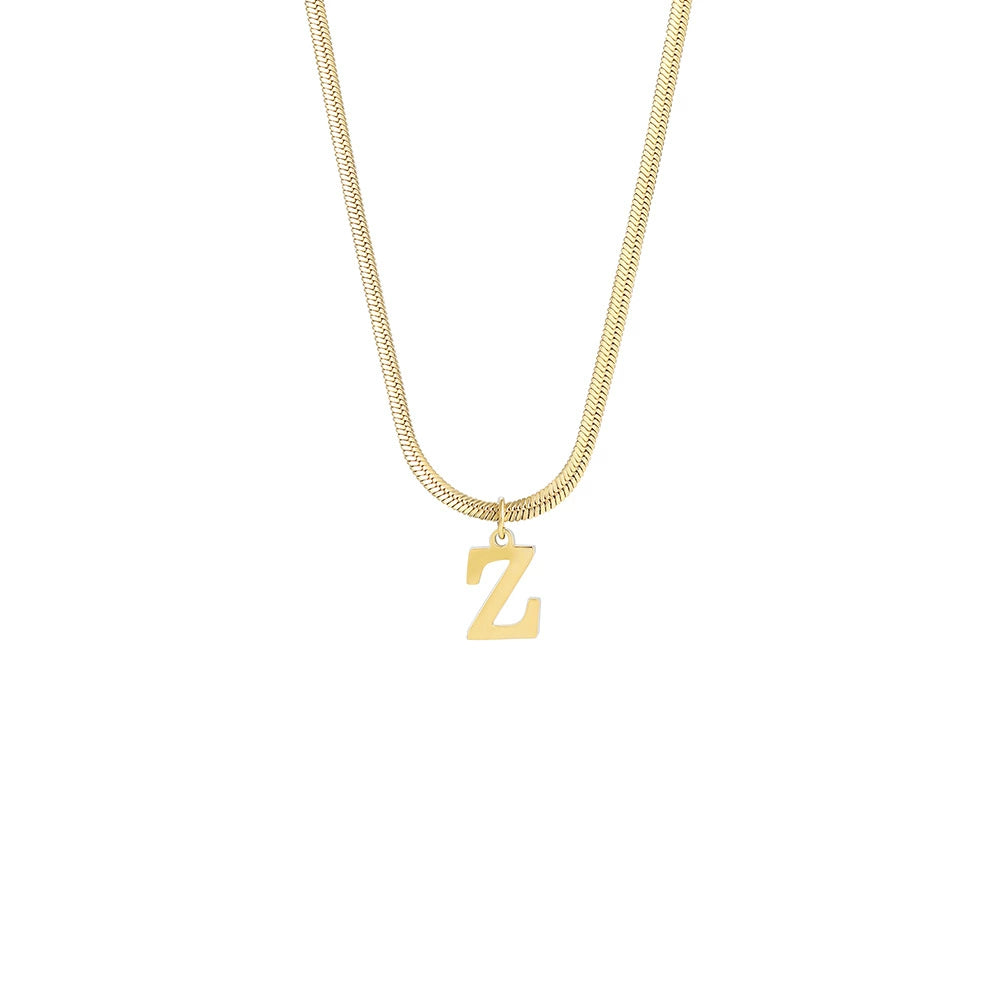 18K Gold PVD Stainless Steel Letter Initial Pendant Necklace / KN1026