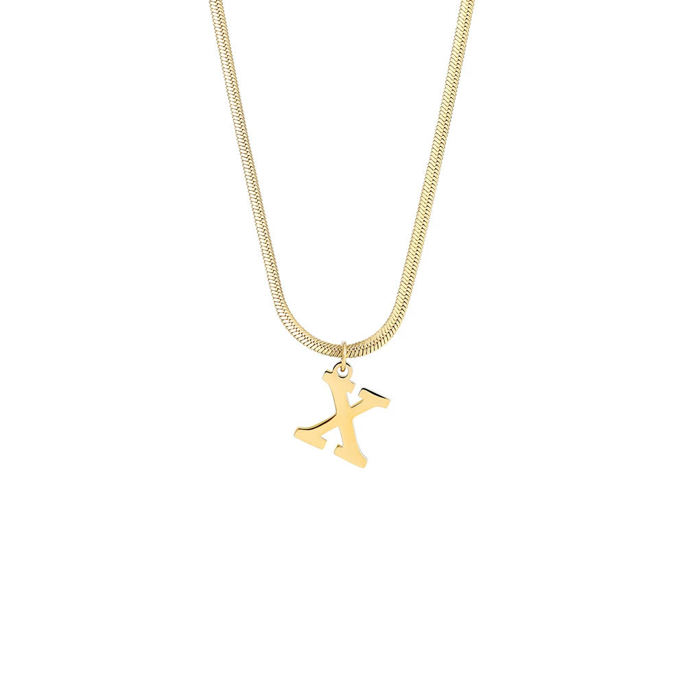 18K Gold PVD Stainless Steel Letter Initial Pendant Necklace / KN1026