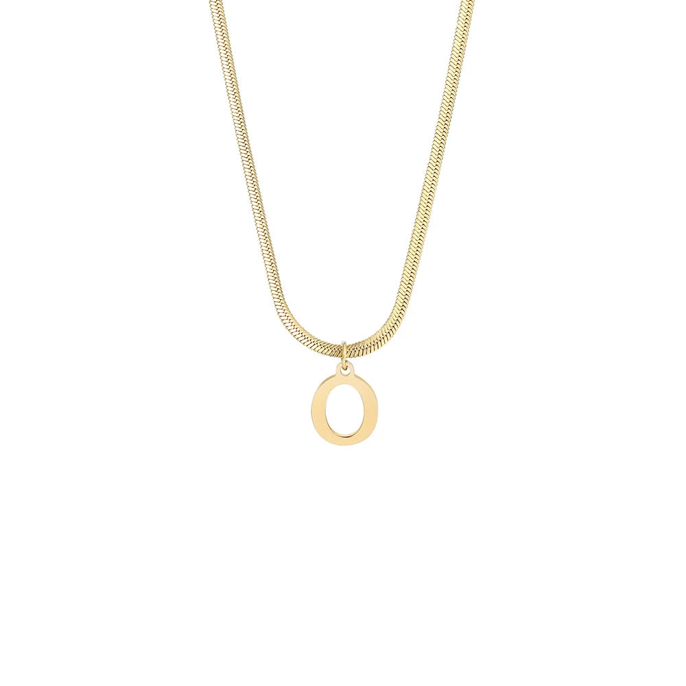 18K Gold PVD Stainless Steel Letter Initial Pendant Necklace / KN1026