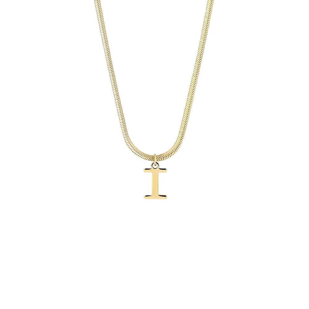18K Gold PVD Stainless Steel Letter Initial Pendant Necklace / KN1026