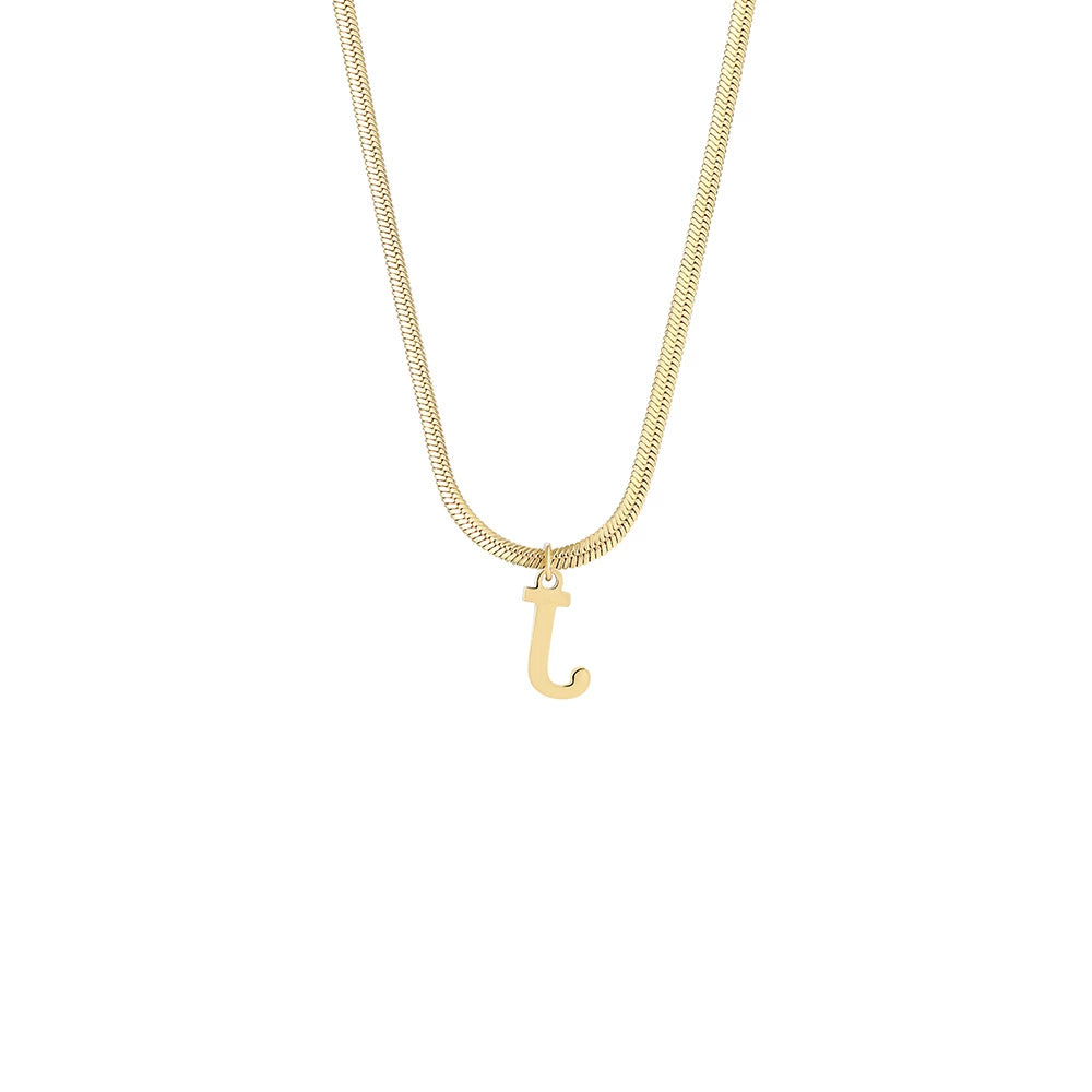 18K Gold PVD Stainless Steel Letter Initial Pendant Necklace / KN1026