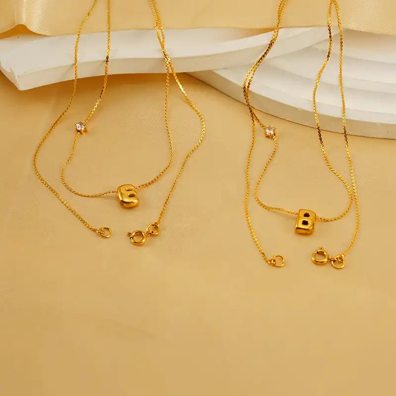 18K Gold PVD Stainless Steel Letter Initial Pendant Necklace / 25005006