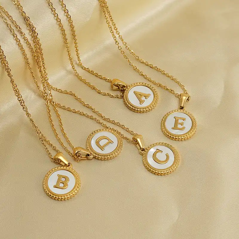 18K Gold PVD Stainless Steel Letter Initial Pendant Necklace / 25005006