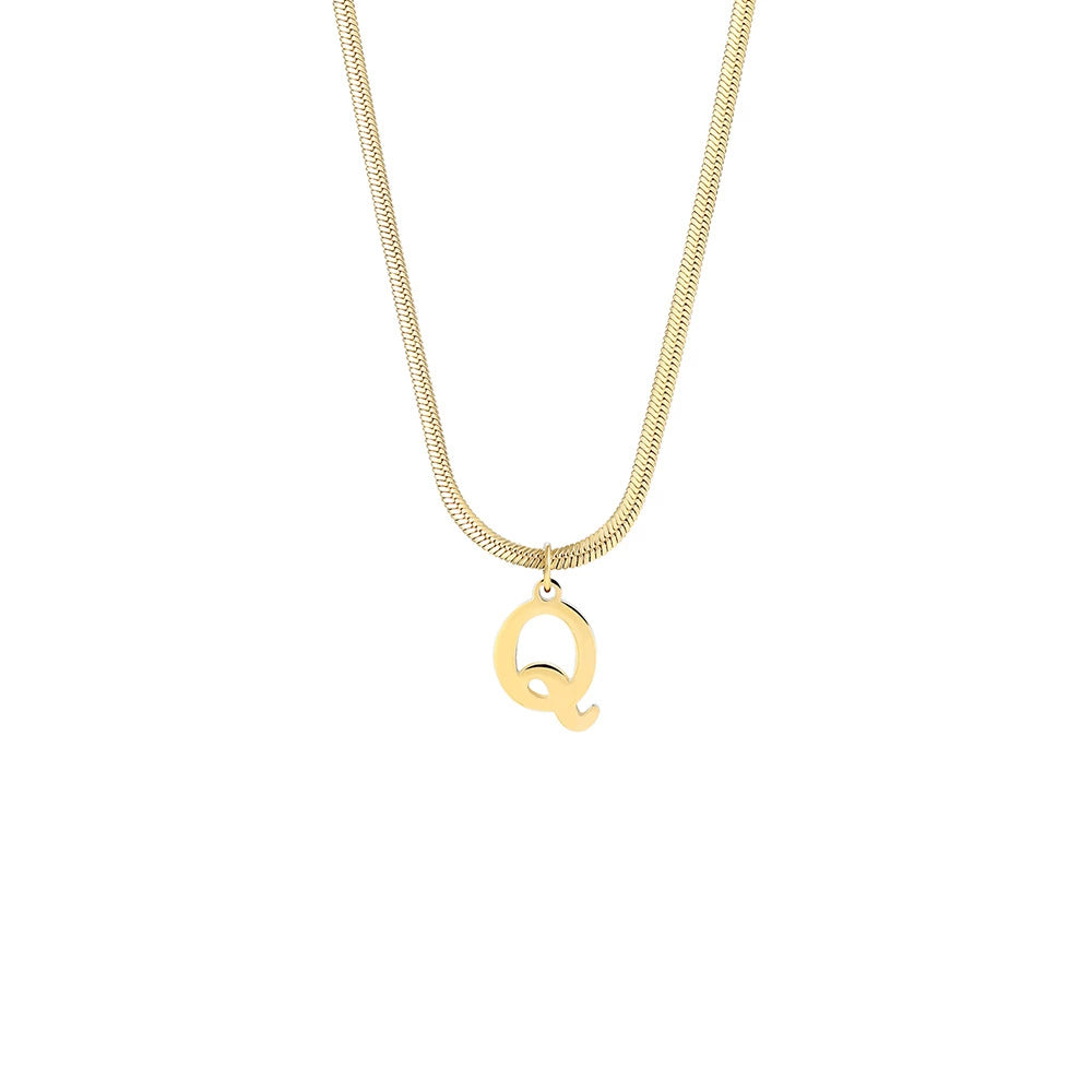 18K Gold PVD Stainless Steel Letter Initial Pendant Necklace / KN1026