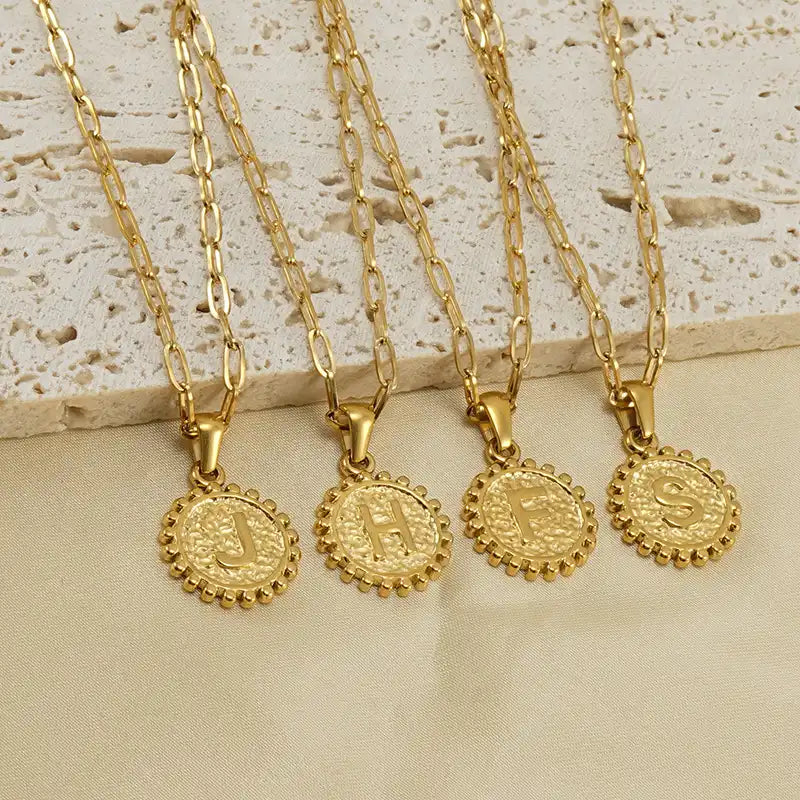 18K Gold PVD Stainless Steel Letter Initial Pendant Necklace / 25005006