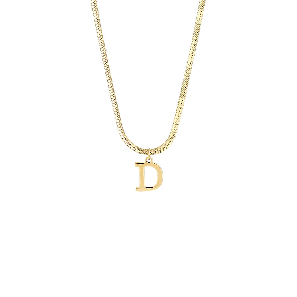 18K Gold PVD Stainless Steel Letter Initial Pendant Necklace / KN1026