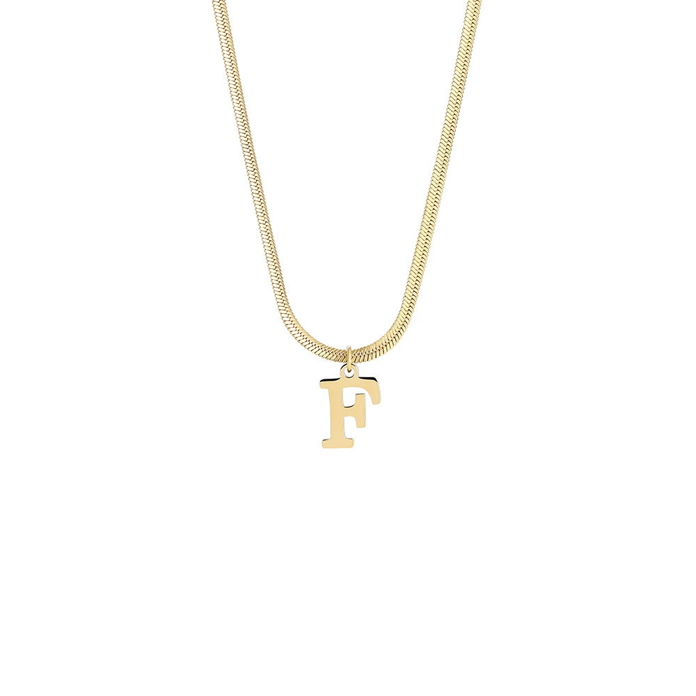 18K Gold PVD Stainless Steel Letter Initial Pendant Necklace / KN1026