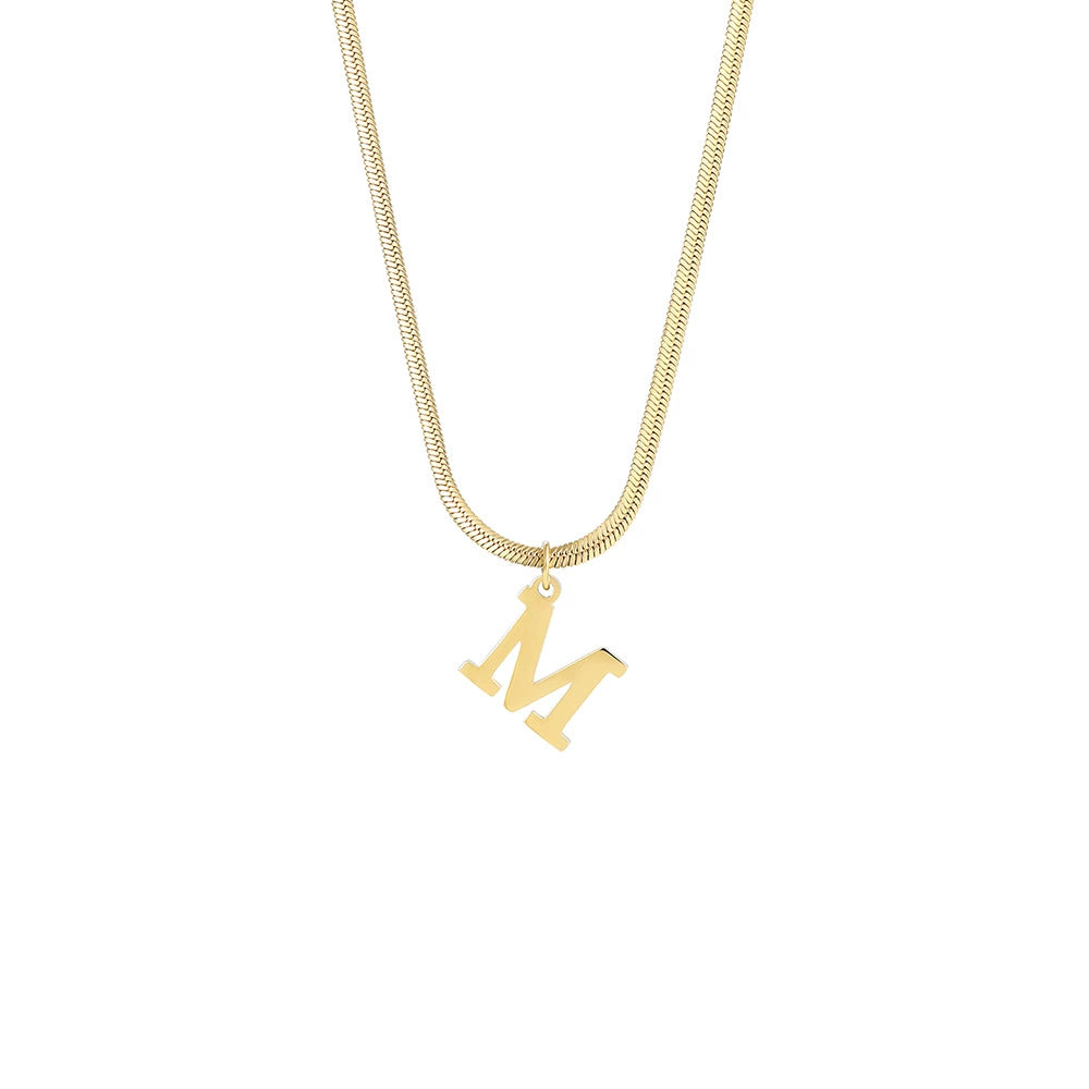 18K Gold PVD Stainless Steel Letter Initial Pendant Necklace / KN1026