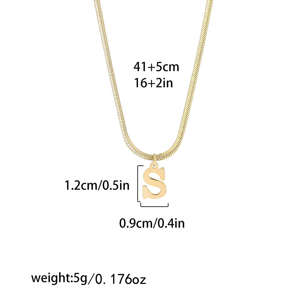 18K Gold PVD Stainless Steel Letter Initial Pendant Necklace / KN1026