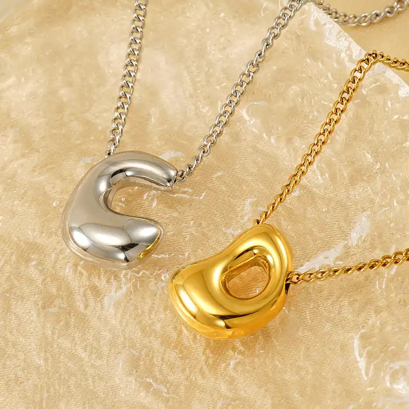 18K Gold PVD Stainless Steel Letter Initial Pendant Necklace / 25005006