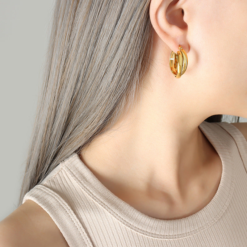 18K Gold PVD Stainless Steel Minimalist Earrings / 25103005