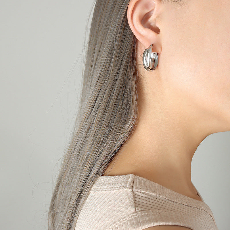 18K Gold PVD Stainless Steel Minimalist Earrings / 25103005