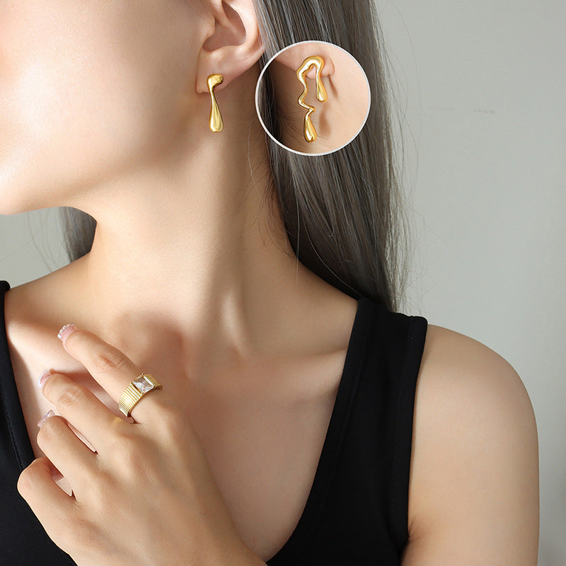 18K Gold PVD Stainless Steel Minimalist Earrings / 25103005
