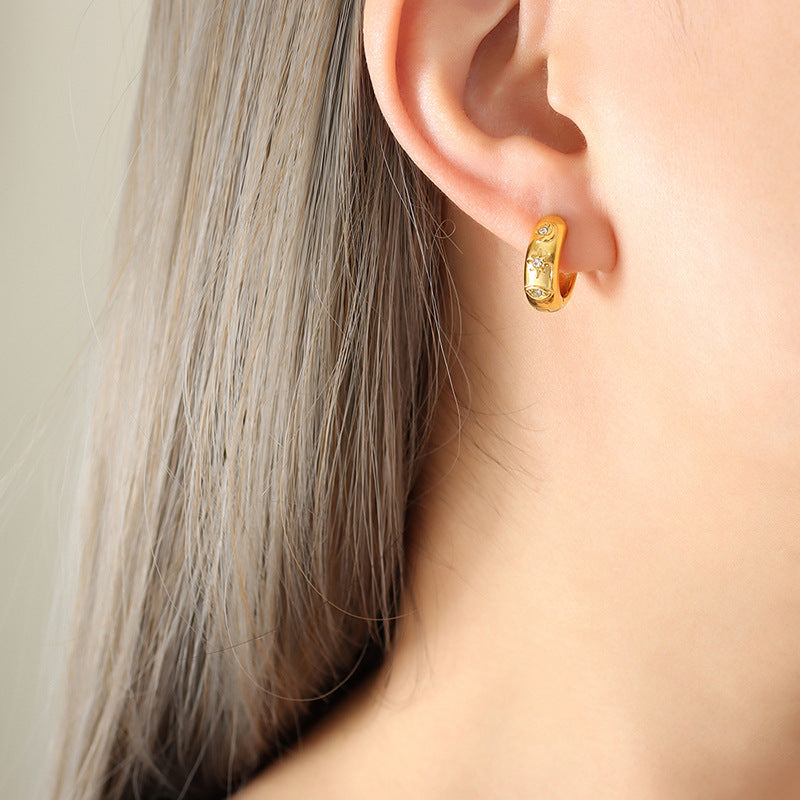 18K Gold PVD Stainless Steel Minimalist Earrings / 25103005