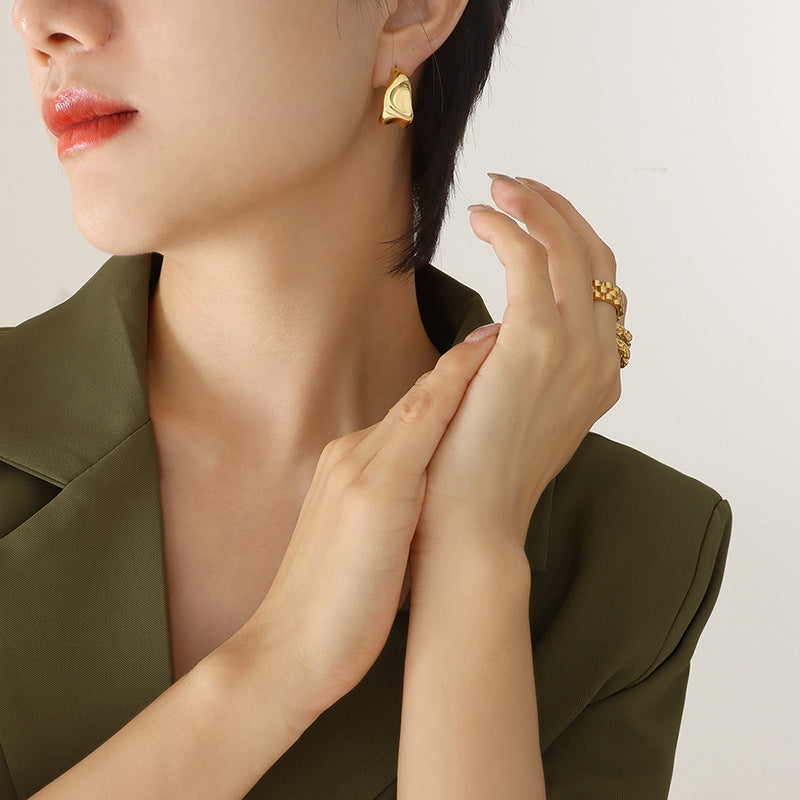 18K Gold PVD Stainless Steel Minimalist Earrings / 25103005