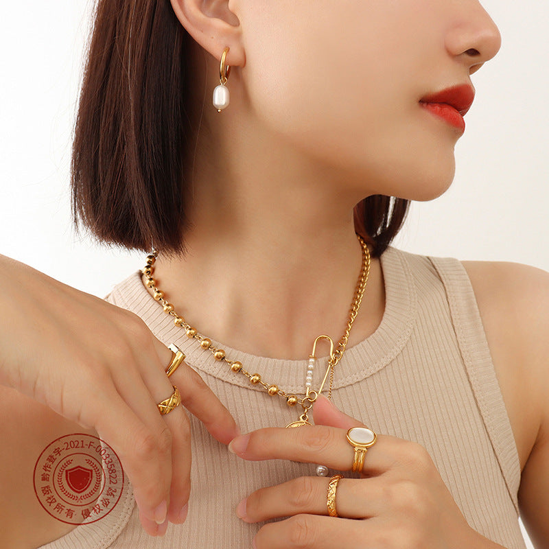 18K Gold PVD Stainless Steel Minimalist Earrings / 25103005