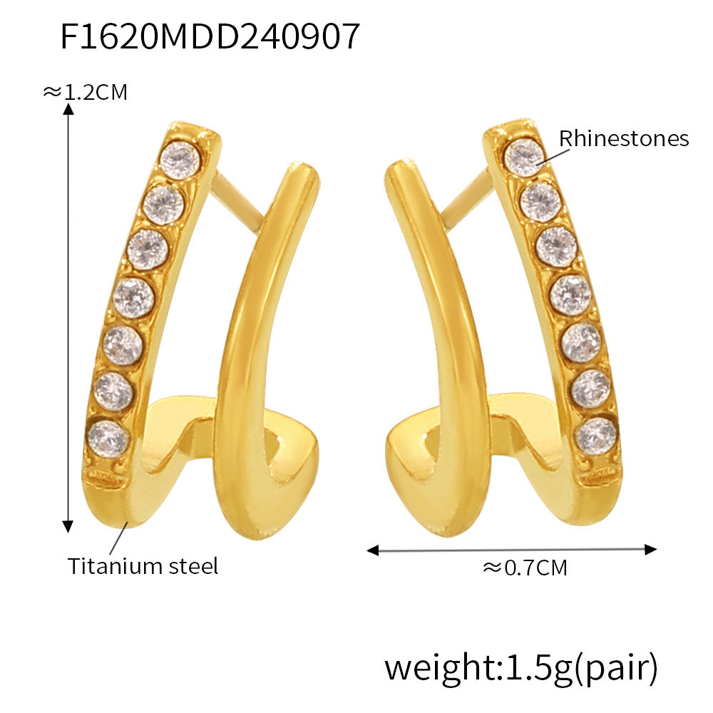 18K Gold PVD Stainless Steel Minimalist Earrings / 25103005