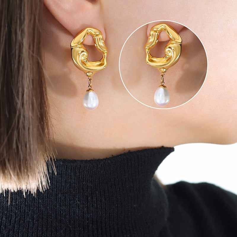 18K Gold PVD Stainless Steel Minimalist Earrings / 25103005
