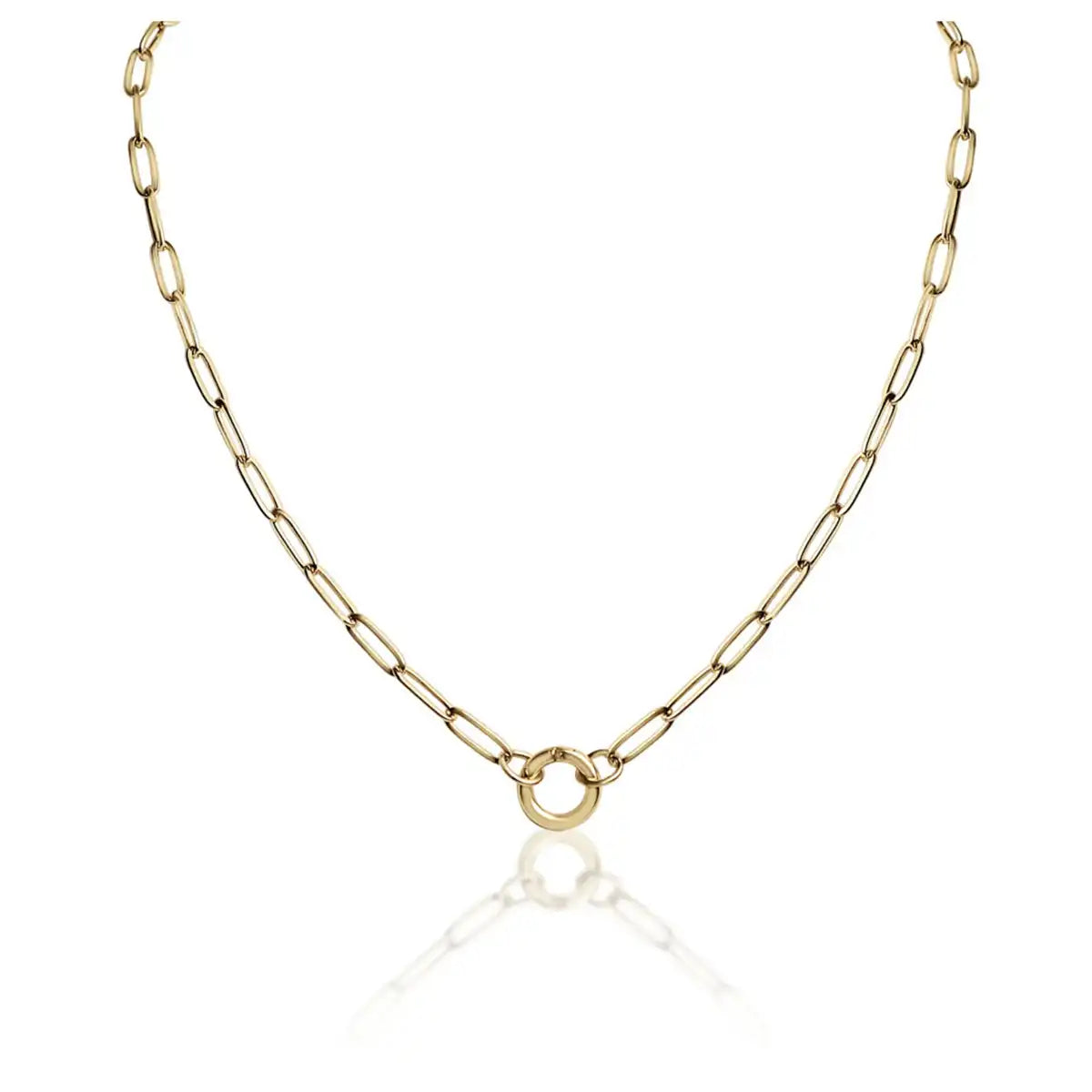 18K Gold PVD Stainless Steel Paperclip Charm Keeper Necklace / 25004037