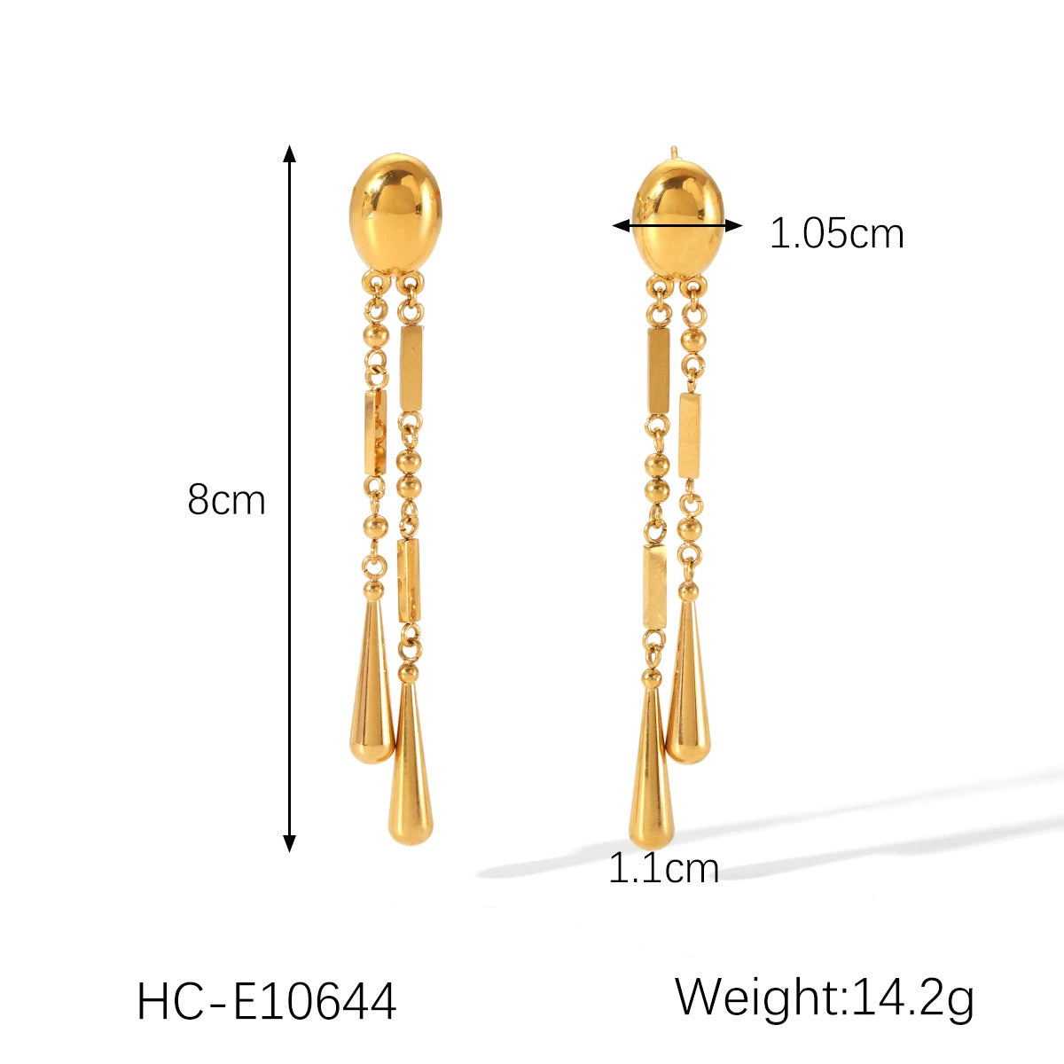 18K Gold PVD Stainless Steel Square Water Drop Dangle Earring / KE0021