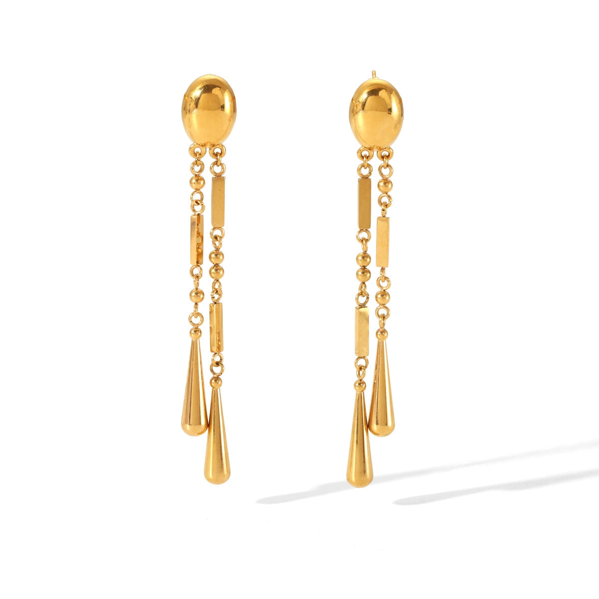 18K Gold PVD Stainless Steel Square Water Drop Dangle Earring / KE0021