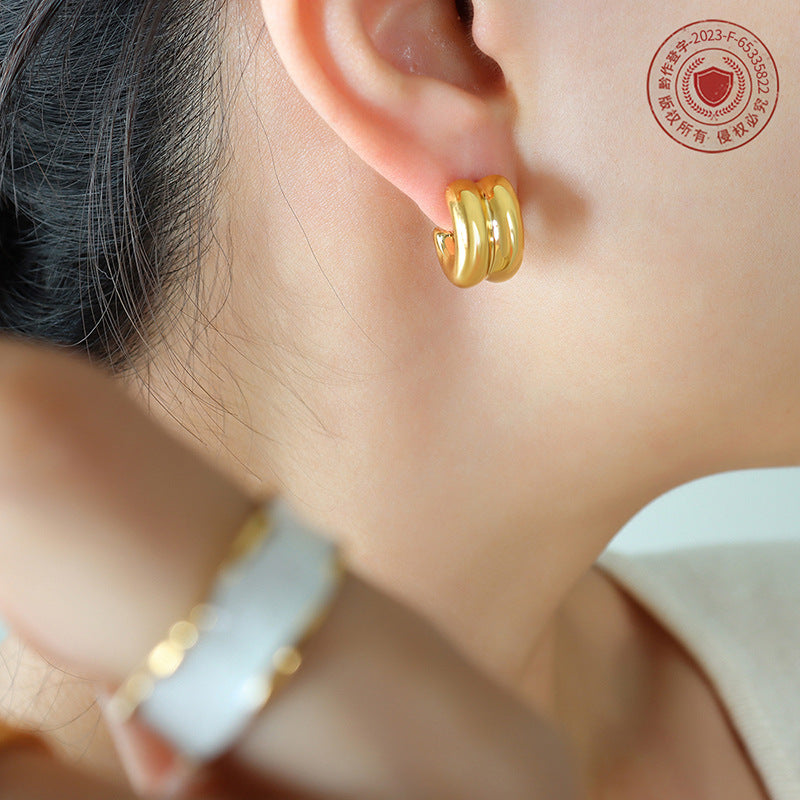 18K Gold PVD Stainless Steel Trendy Earrings / 25103004