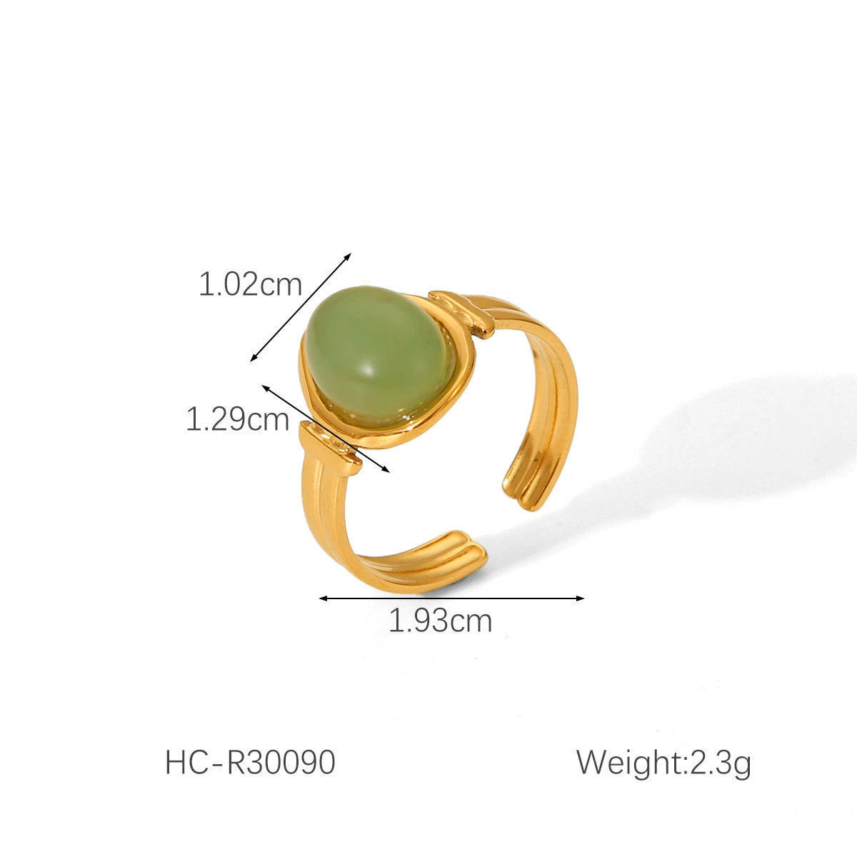 18K Gold PVD Stainless Steel Vintage Natural Stone Ring / KR0009