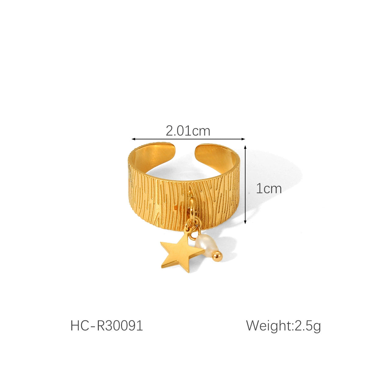 18K Gold PVD Stainless Steel Vintage Natural Stone Ring / KR0009