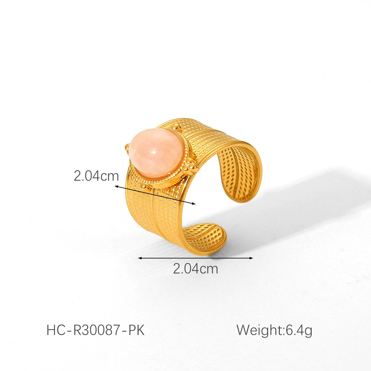 18K Gold PVD Stainless Steel Vintage Natural Stone Ring / KR0009