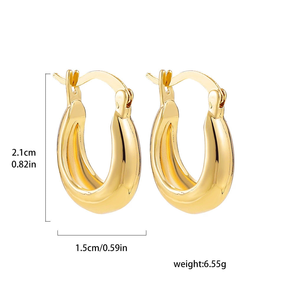 18K Gold Plated Copper Polygon Vintage Hoop Earring / KE2024