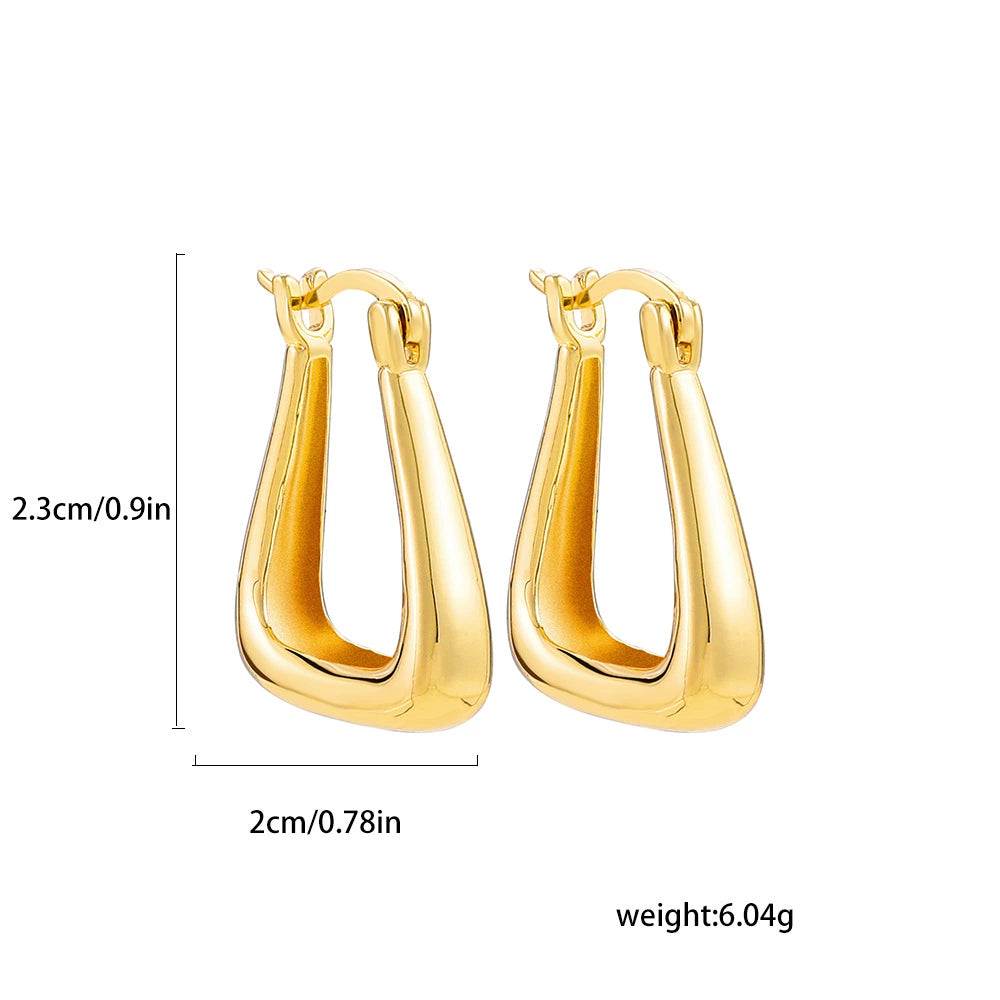 18K Gold Plated Copper Polygon Vintage Hoop Earring / KE2024