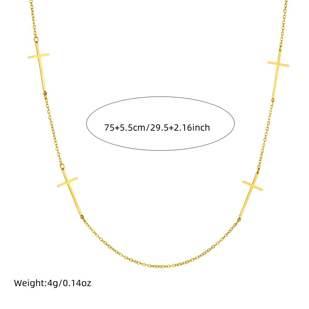 18K Gold Plated Stainless Steel Cross Link Chain Necklace / KN3002
